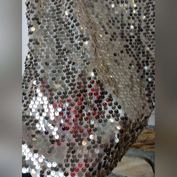 Abercrombie and Fitch Sheer Gold Sequin Sleeveless Top XS New Years Party - Picture 4 of 6